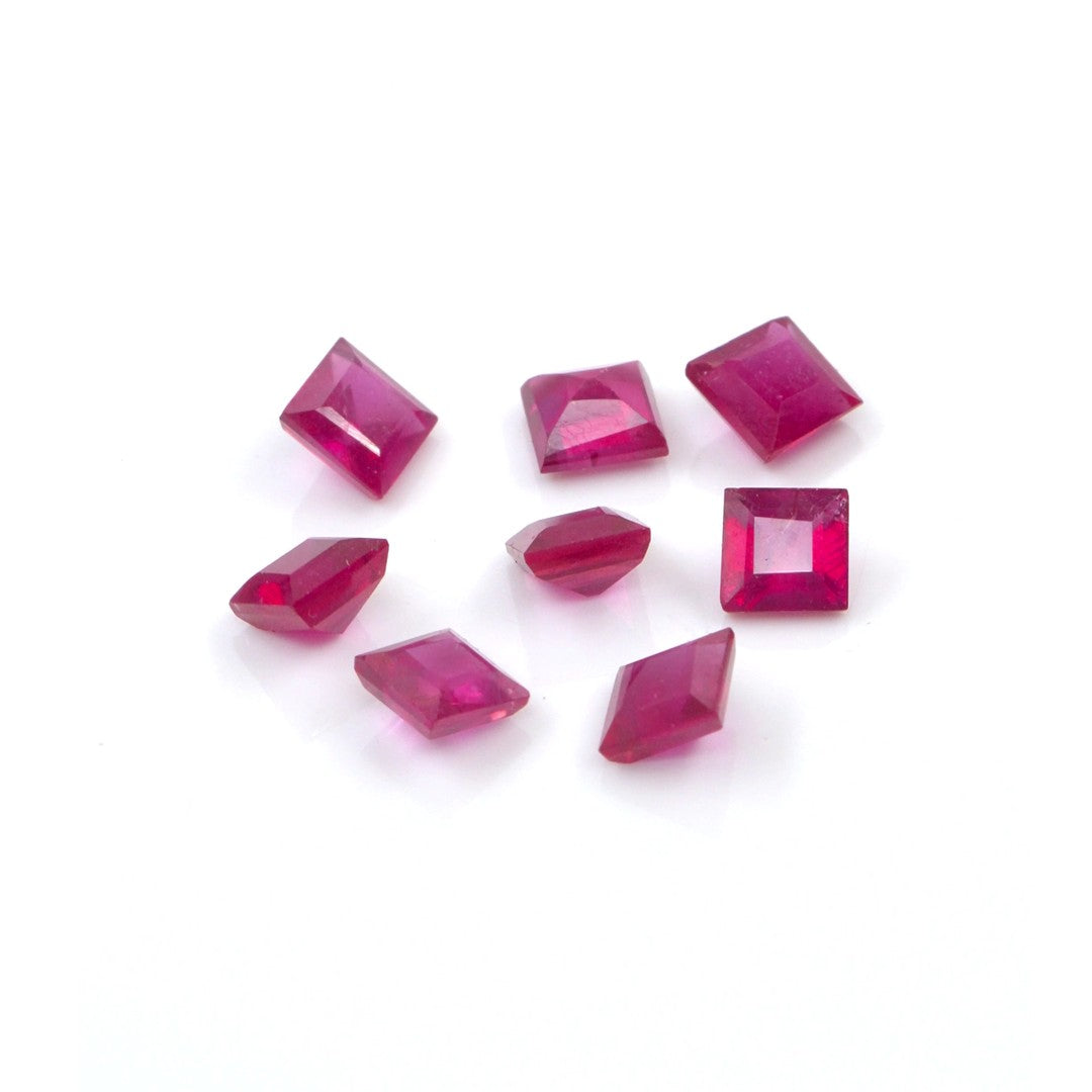 Natural Bangkok Ruby Calibrated Squares | 4mm & 5mm