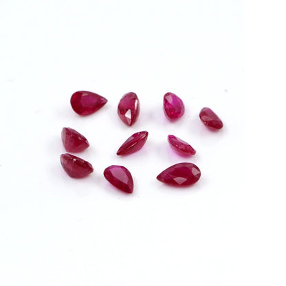 Natural Untreated Mozambique Ruby Calibrated Pears | 3x5mm & 4x6mm