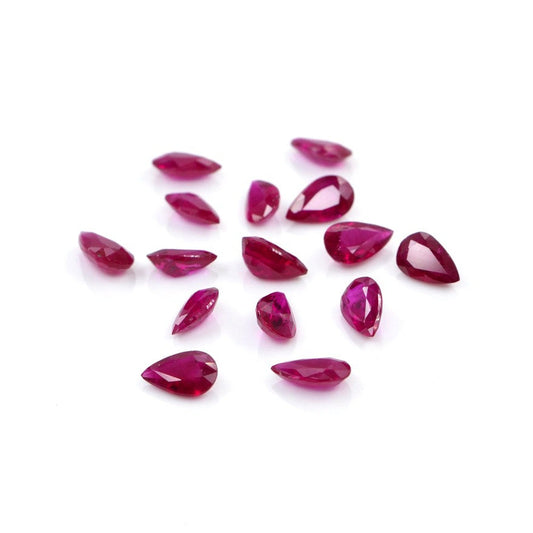 Natural Untreated Mozambique Ruby Calibrated Pears | 3x5mm & 4x6mm