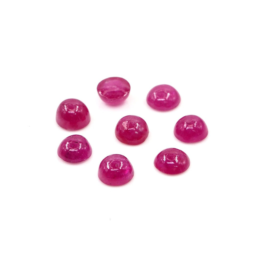 Natural Bangkok Ruby Calibrated Cabochon Rounds | 5mm & 6mm