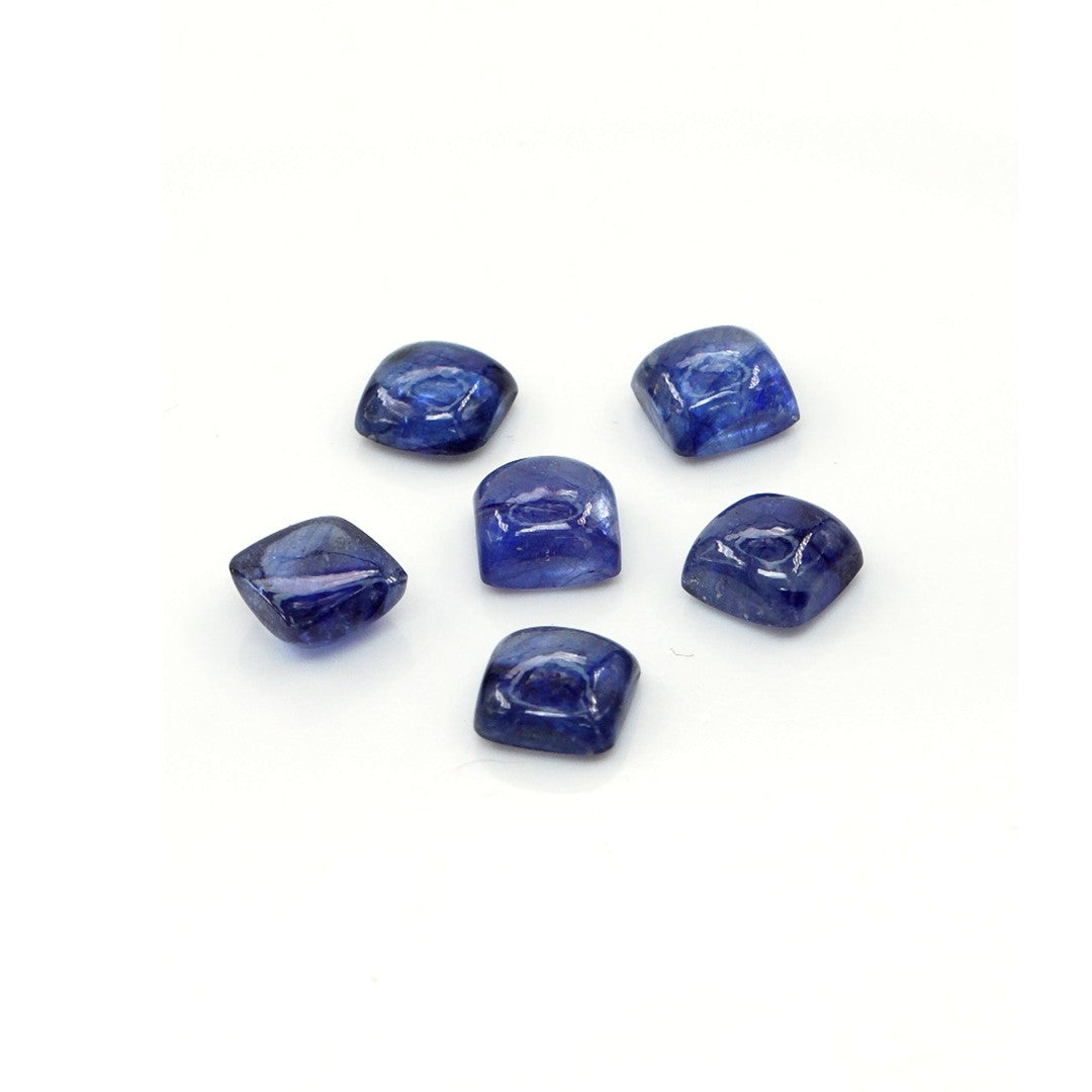 Natural Bangkok Blue Sapphire Calibrated Cabochon Squares | 5mm & 6mm