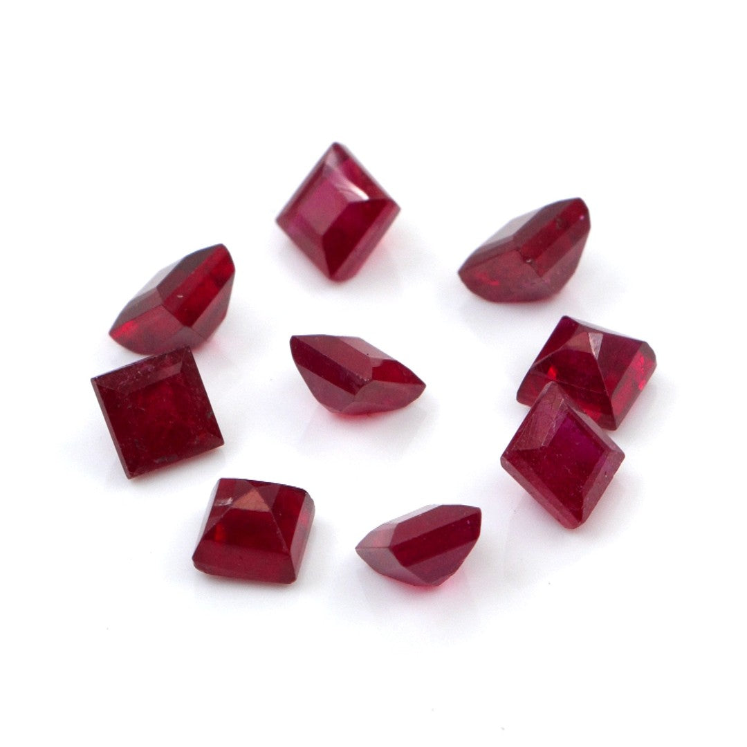 Natural Bangkok Ruby Calibrated Squares | 4mm & 5mm