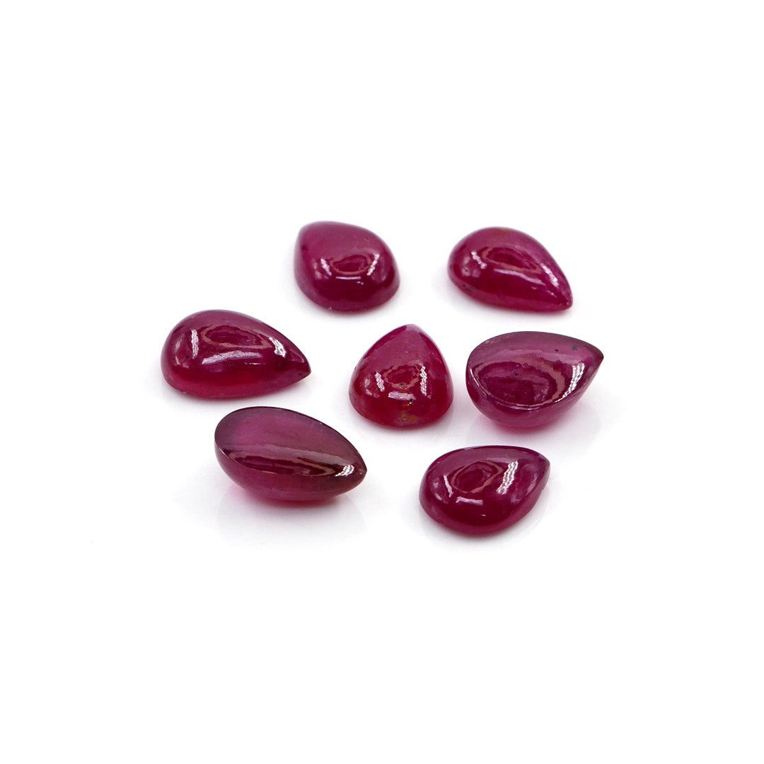 Natural Bangkok Ruby Calibrated Cabochon Pears | 7x9mm & 8x10mm