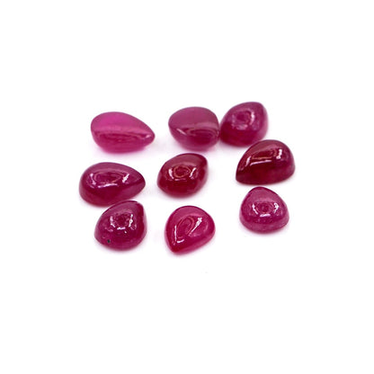 Natural Bangkok Ruby Calibrated Cabochon Pears | 5x7mm & 6x8mm