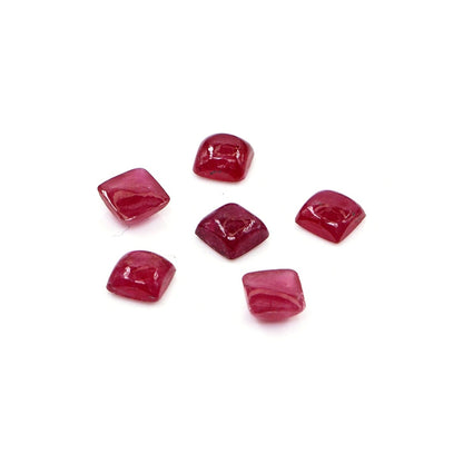 Natural Bangkok Ruby Calibrated Cabochon Squares | 5mm & 6mm