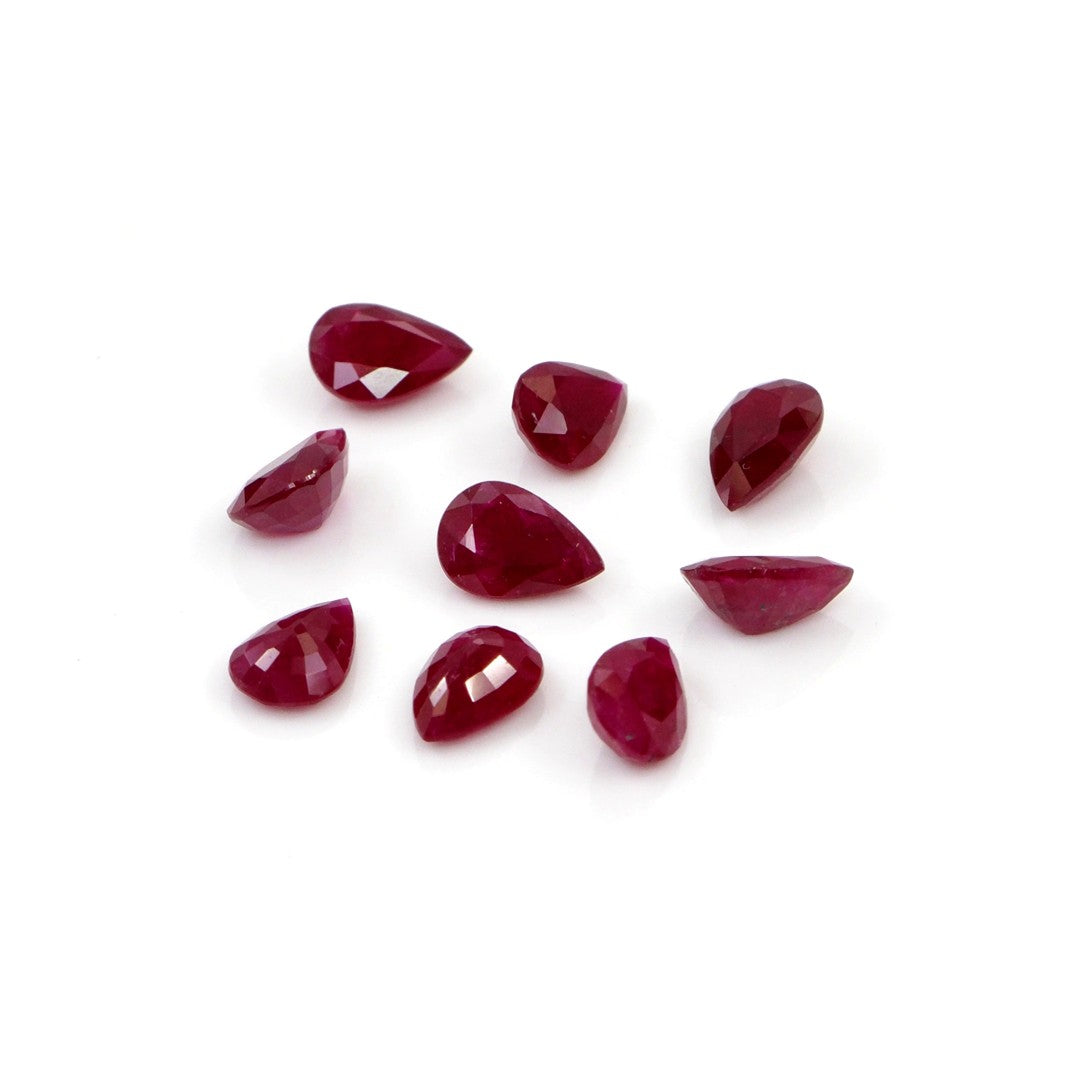 Natural Untreated Mozambique Ruby Calibrated Pears | 3x5mm & 4x6mm