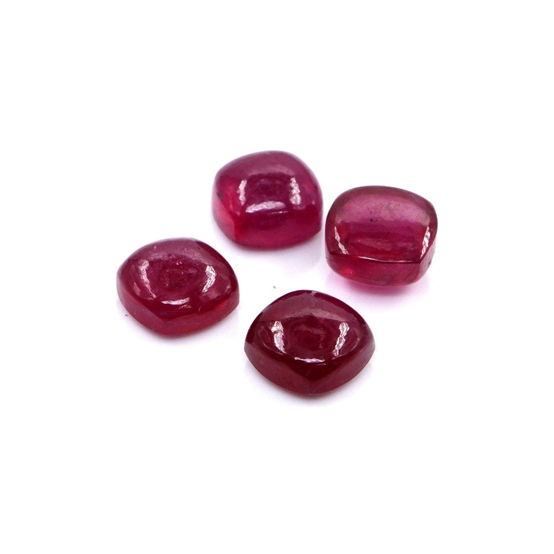 Natural Bangkok Ruby Calibrated Cabochon Cushions | 7mm & 8mm