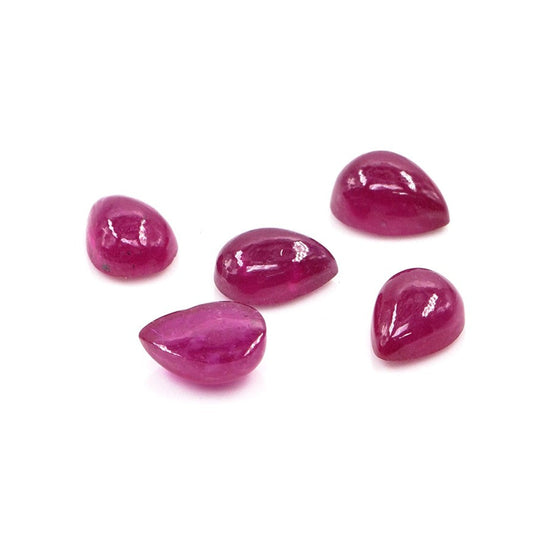 Natural Bangkok Ruby Calibrated Cabochon Pears | 5x7mm & 6x8mm