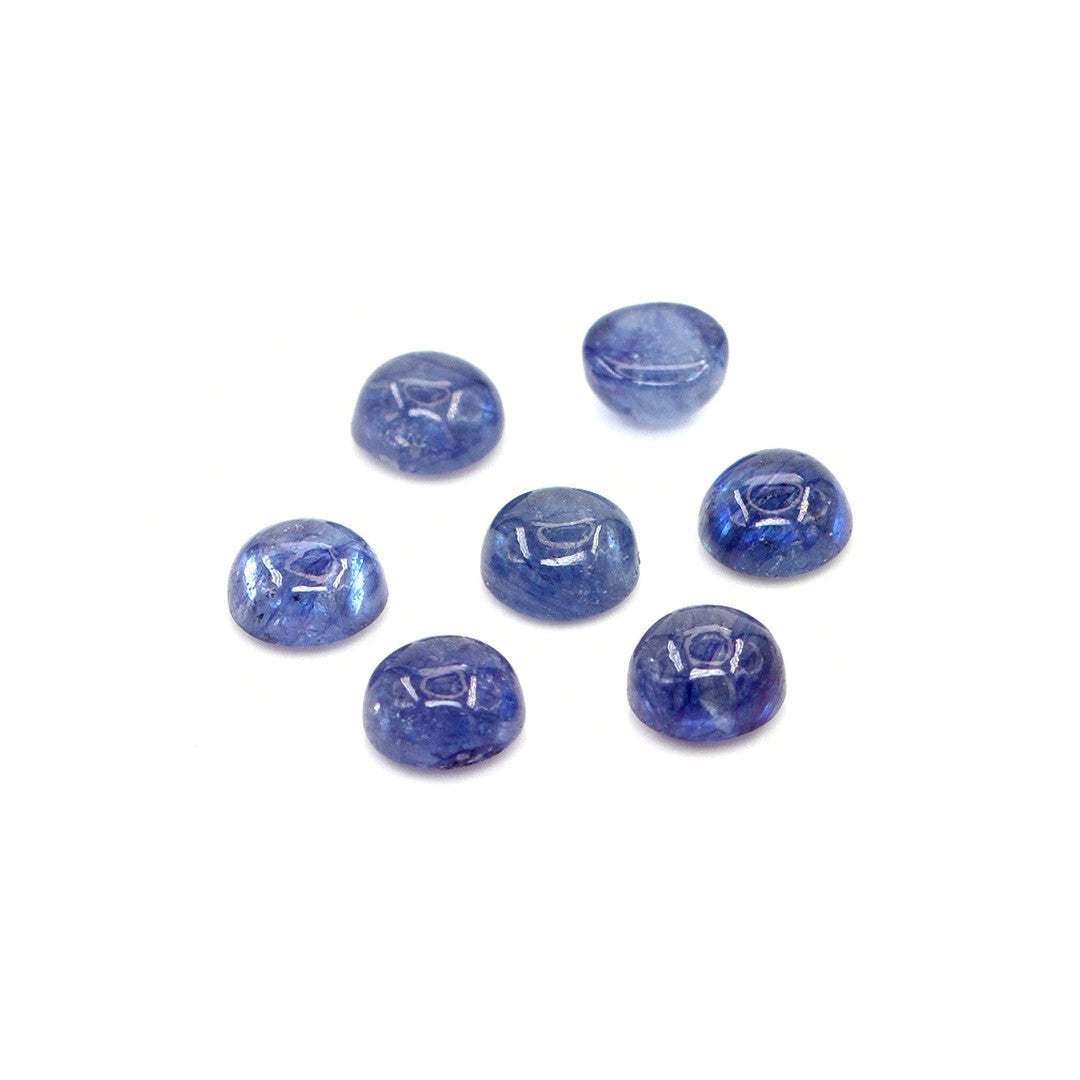 Natural Bangkok Blue Sapphire Calibrated Cabochon Rounds | 5mm & 6mm