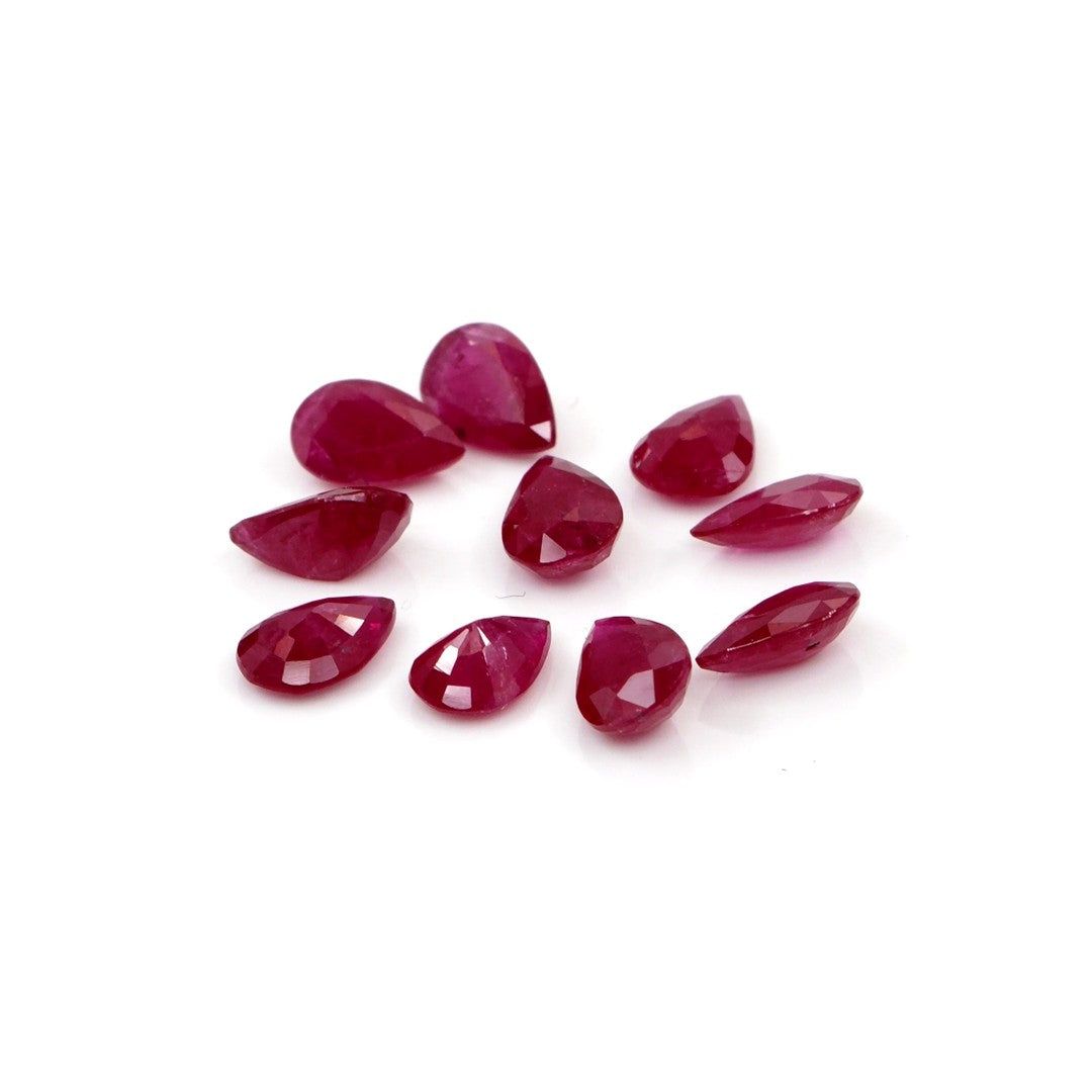 Natural Untreated Mozambique Ruby Calibrated Pears | 3x5mm & 4x6mm