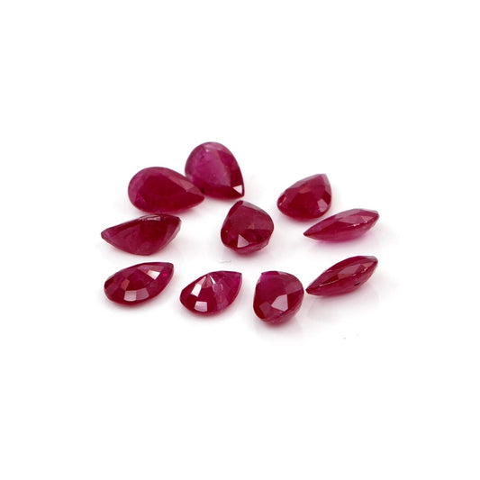 Natural Untreated Mozambique Ruby Calibrated Pears | 3x5mm & 4x6mm