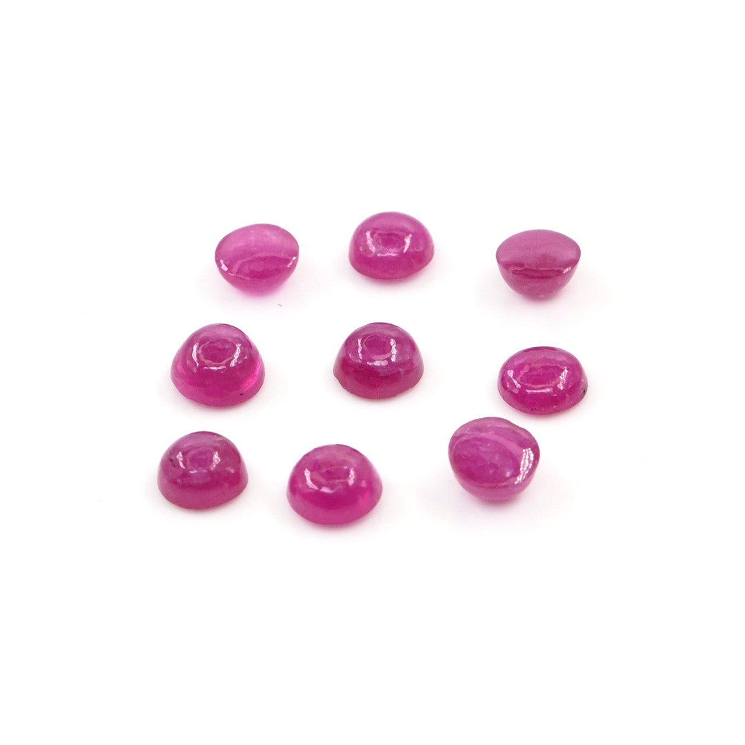 Natural Bangkok Ruby Calibrated Cabochon Rounds | 4mm & 4.5mm