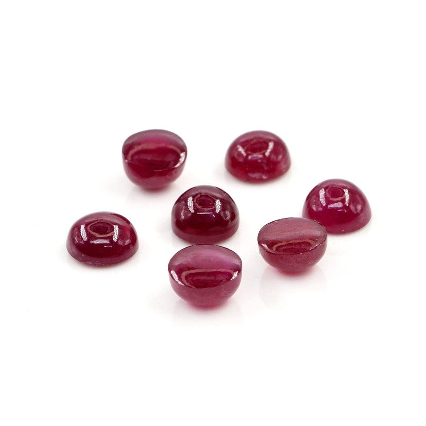 Natural Bangkok Ruby Calibrated Cabochon Rounds | 5mm & 6mm
