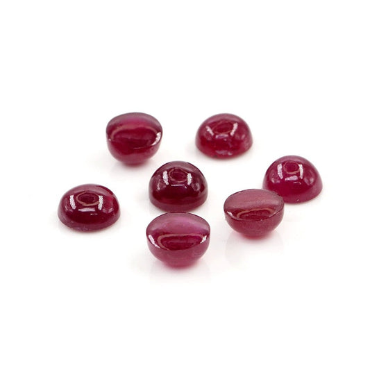 Natural Bangkok Ruby Calibrated Cabochon Rounds | 5mm & 6mm
