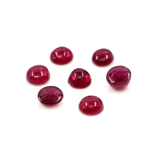 Natural Bangkok Ruby Calibrated Cabochon Rounds | 4mm & 4.5mm