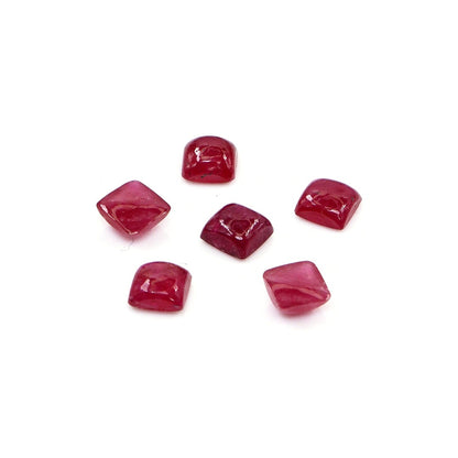 Natural Bangkok Ruby Calibrated Cabochon Squares | 4mm & 4.5mm