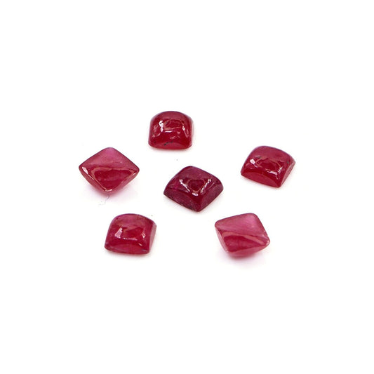 Natural Bangkok Ruby Calibrated Cabochon Squares | 4mm & 4.5mm