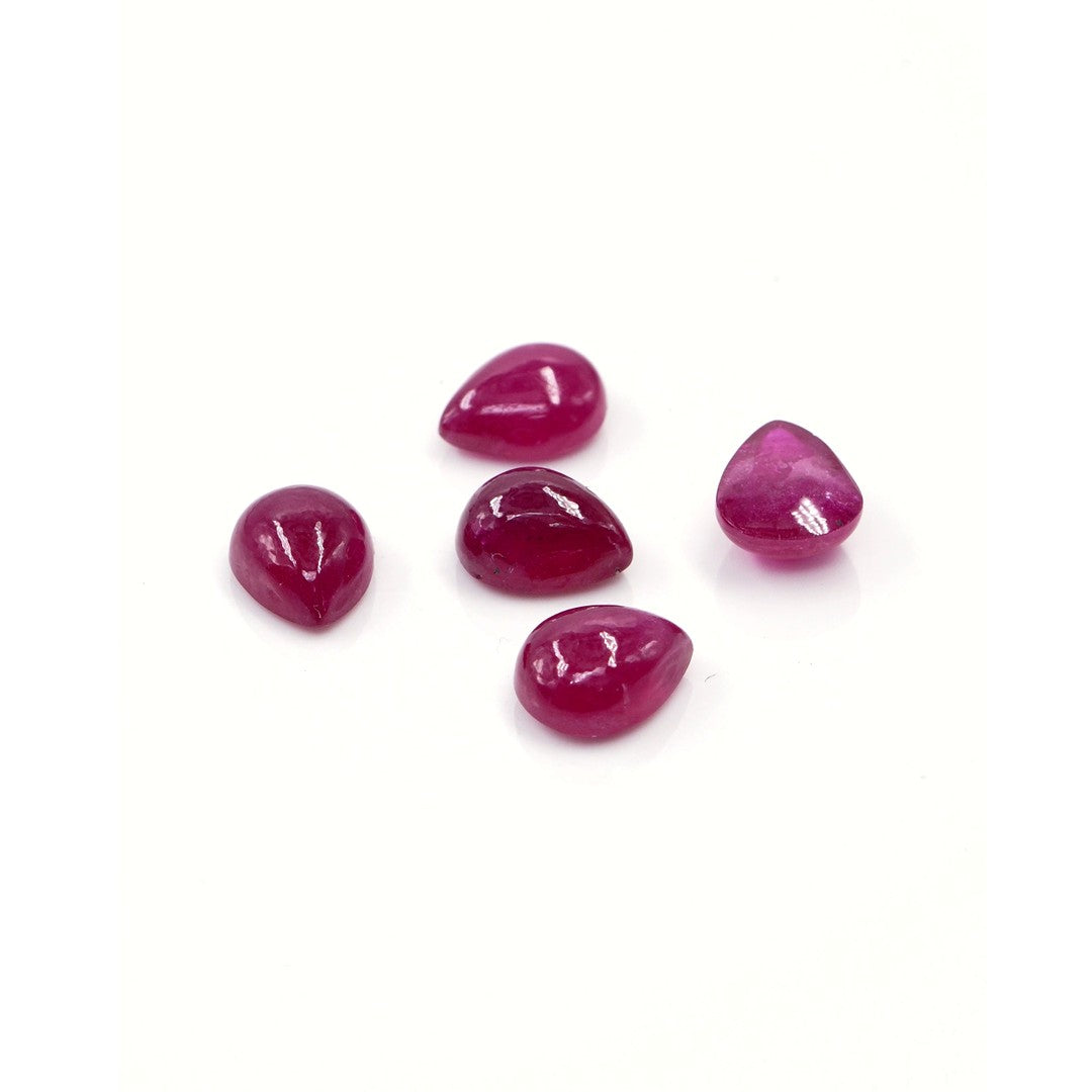 Natural Bangkok Ruby Calibrated Cabochon Pears | 7x9mm & 8x10mm