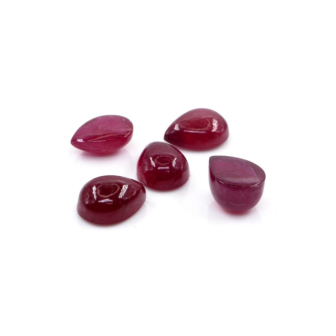 Natural Bangkok Ruby Calibrated Cabochon Pears | 5x7mm & 6x8mm