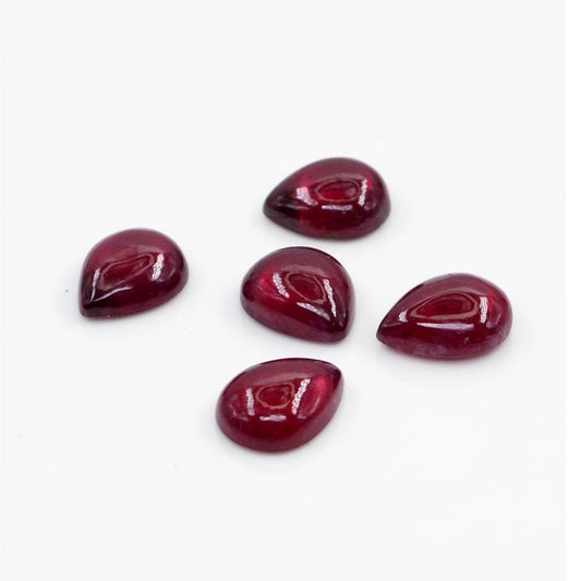 Natural Bangkok Ruby Calibrated Cabochon Pears | 5x7mm & 6x8mm