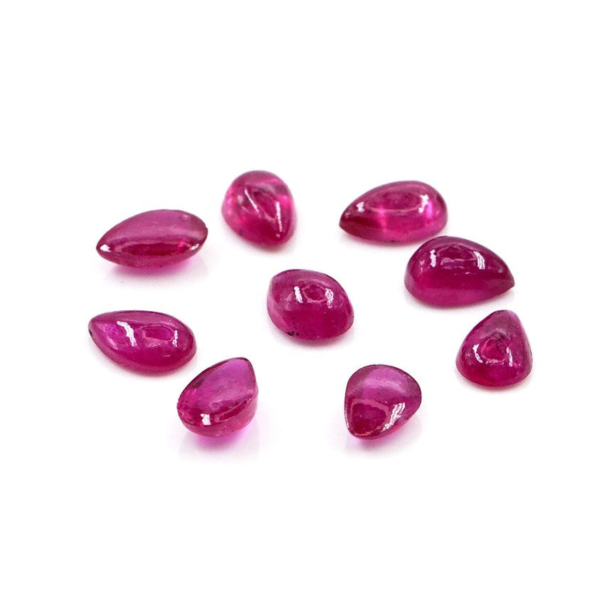 Natural Bangkok Ruby Calibrated Cabochon Pears | 3x5mm & 4x6mm