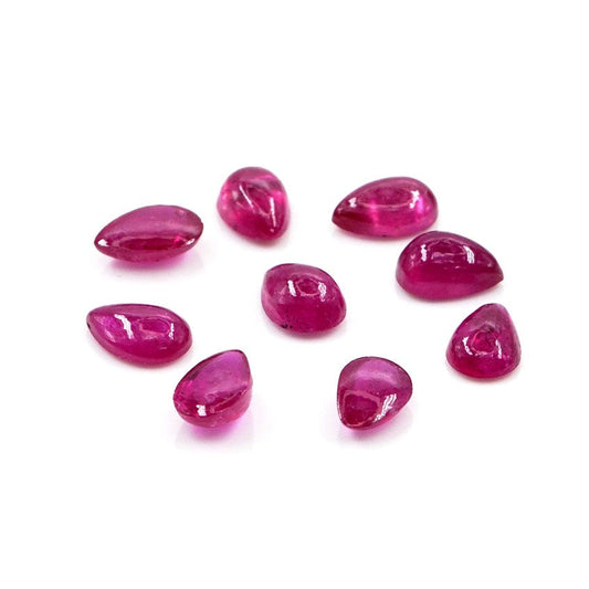 Natural Bangkok Ruby Calibrated Cabochon Pears | 3x5mm & 4x6mm