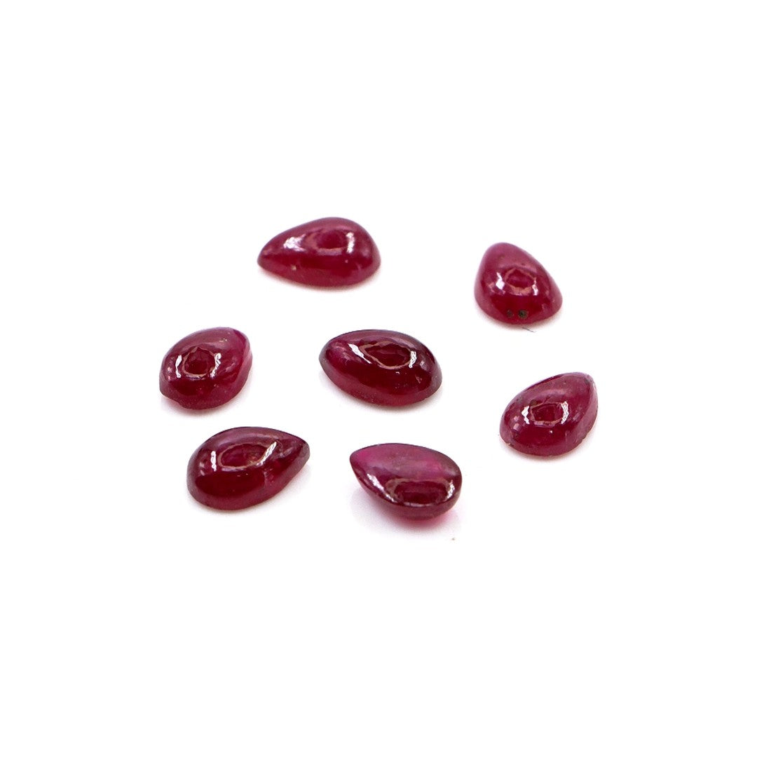 Natural Bangkok Ruby Calibrated Cabochon Pears | 3x5mm & 4x6mm