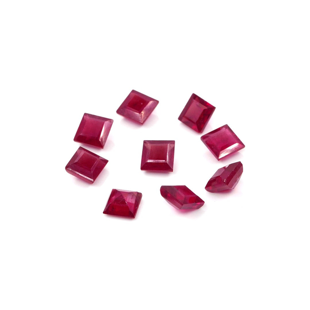 Natural Bangkok Ruby Calibrated Squares | 6mm & 7mm