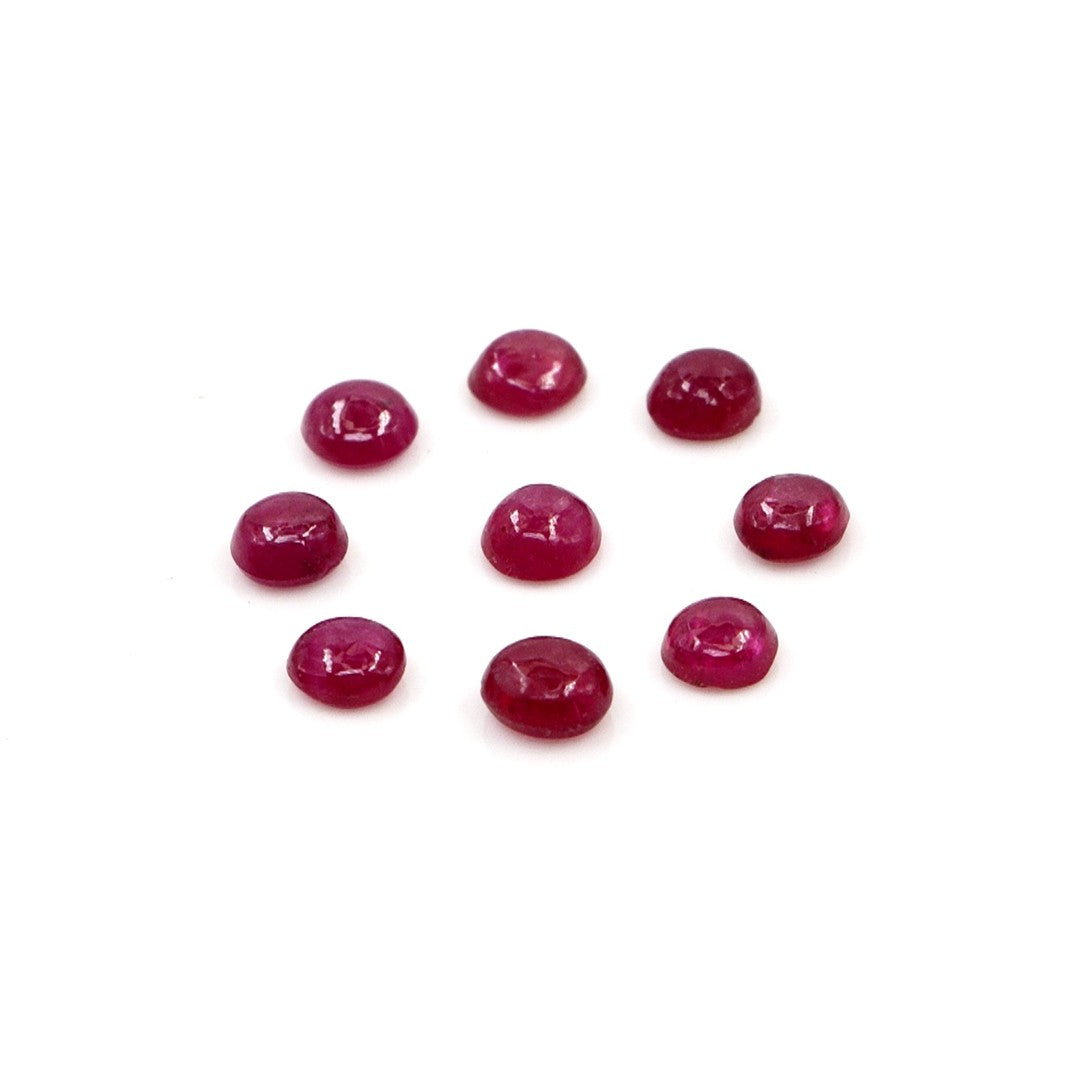 Natural Bangkok Ruby Calibrated Cabochon Rounds | 3mm & 3.5mm