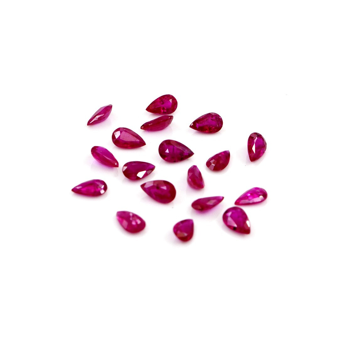 Natural Untreated Mozambique Ruby Calibrated Pears | 3x5mm & 4x6mm