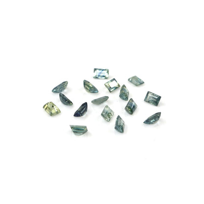Natural Untreated Teal Sapphire Calibrated Baguettes | 2x3mm & 2.5x3.5mm