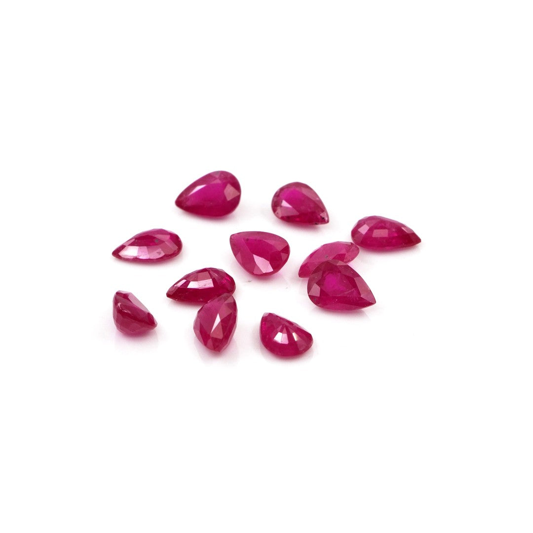 Natural Untreated Mozambique Ruby Calibrated Pears | 3x5mm & 4x6mm