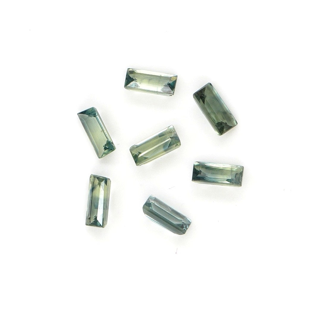 Natural Untreated Teal Sapphire Calibrated Baguettes | 2.5x5mm & 2x4mm