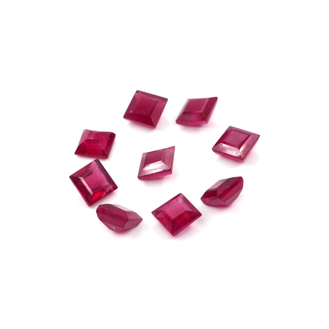 Natural Bangkok Ruby Calibrated Squares | 6mm & 7mm