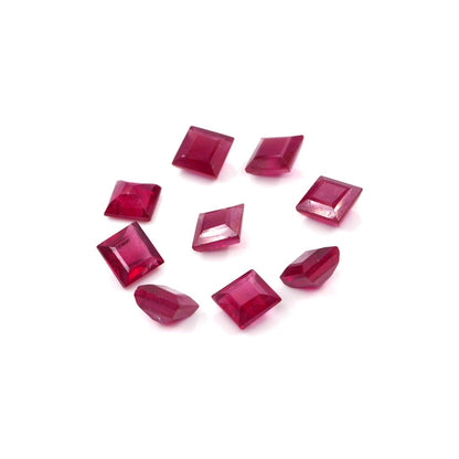 Natural Bangkok Ruby Calibrated Squares | 6mm & 7mm