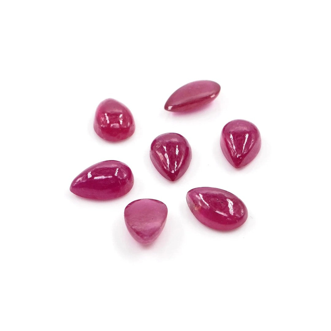 Natural Bangkok Ruby Calibrated Cabochon Pears | 5x8mm & 6x9mm