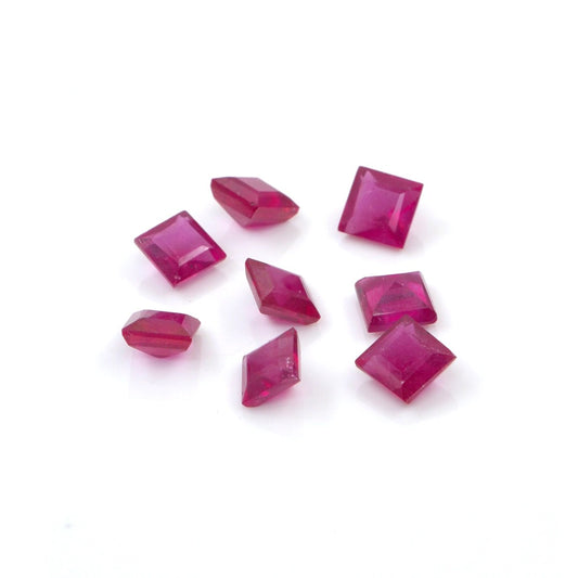 Natural Bangkok Ruby Calibrated Squares | 4mm & 5mm