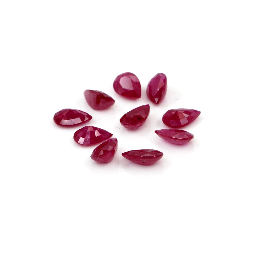 Natural Untreated Mozambique Ruby Calibrated Pears | 3x5mm & 4x6mm