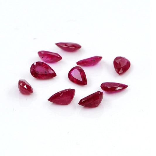 Natural Untreated Mozambique Ruby Calibrated Pears | 3x5mm & 4x6mm