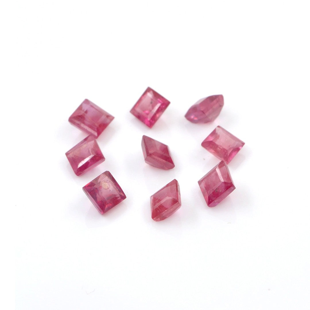 Natural Bangkok Ruby Calibrated Squares | 6mm & 7mm