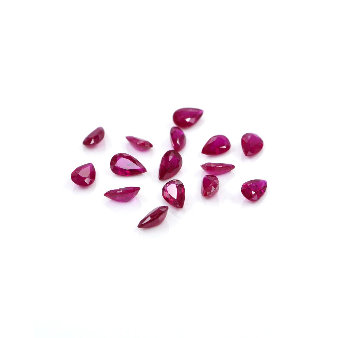 Natural Untreated Mozambique Ruby Calibrated Pears | 3x5mm & 4x6mm