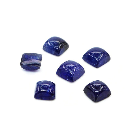 Natural Bangkok Blue Sapphire Calibrated Cabochon Squares | 5mm & 6mm