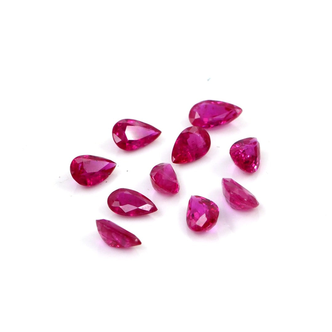Natural Untreated Mozambique Ruby Calibrated Pears | 3x5mm & 4x6mm