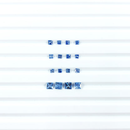 Natural Untreated Blue Sapphire Calibrated Pastel Blue Squares  | 2mm & 3mm