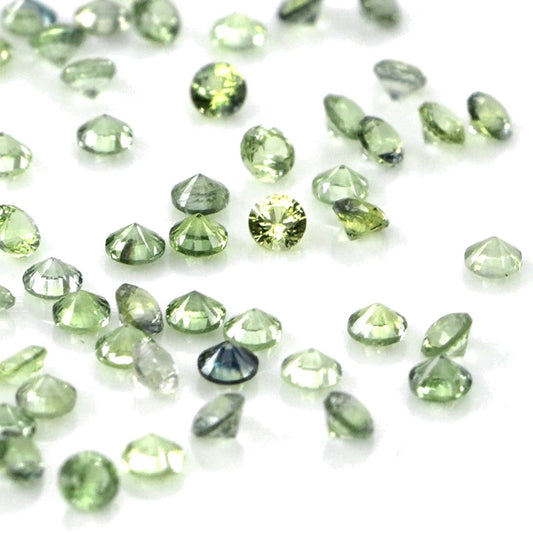 Natural Untreated Green Sapphire Calibrated Rounds | 1mm & 1.5mm