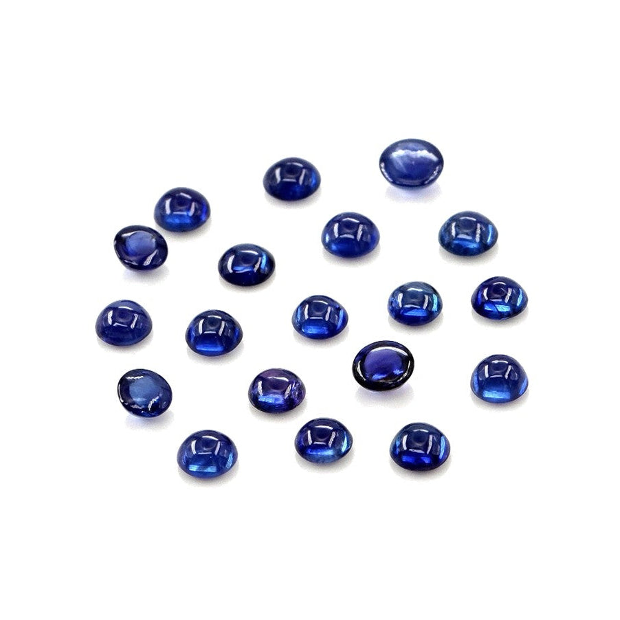 Natural Untreated Blue Sapphire Calibrated Cabochon Rounds | 3mm & 3.5mm