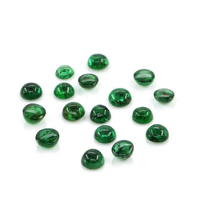 Natural Zambian Emerald Calibrated Cabochon Rounds | 3mm & 3.5mm
