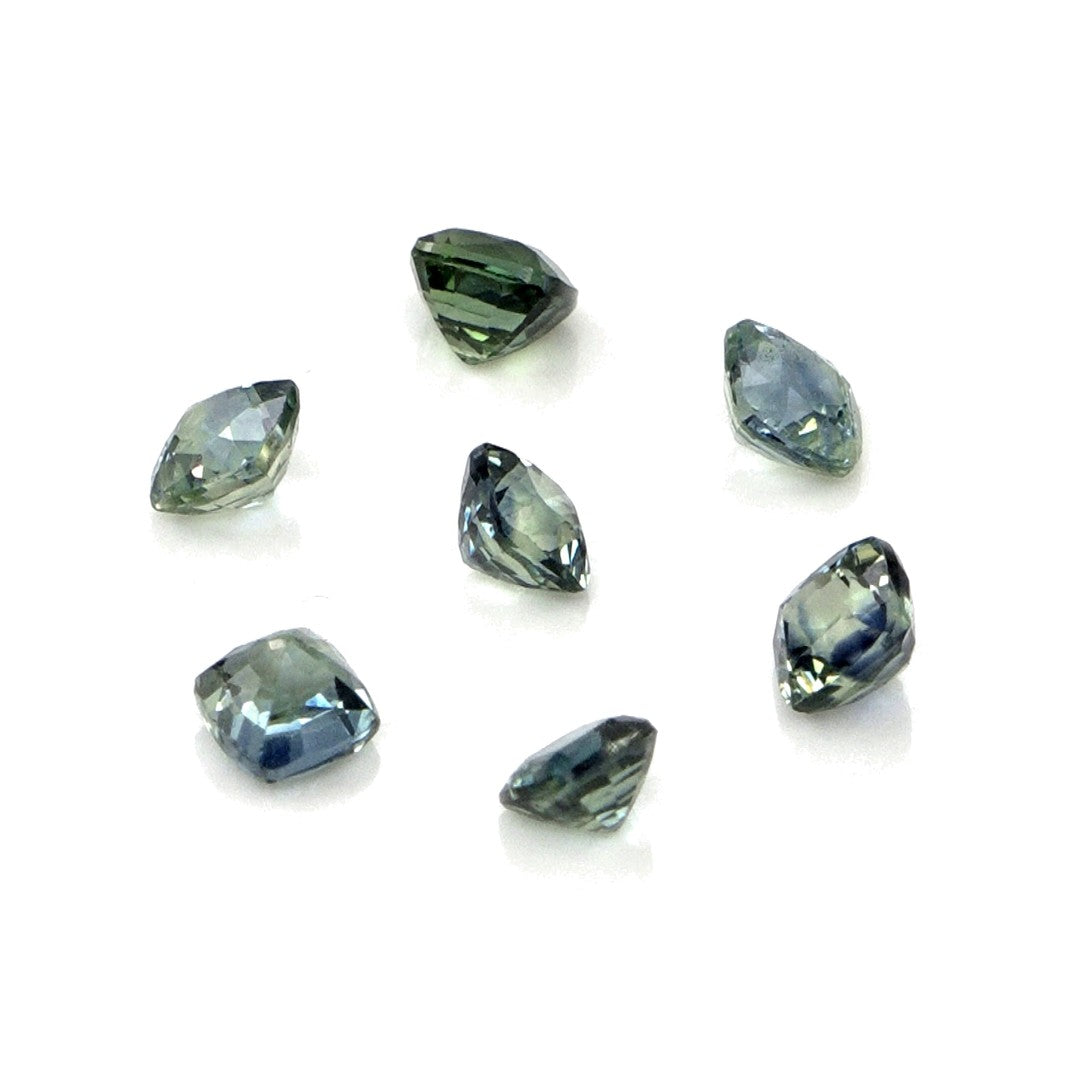 Natural Untreated Australian Teal Sapphire Calibrated Cushions | 3mm & 3.5mm