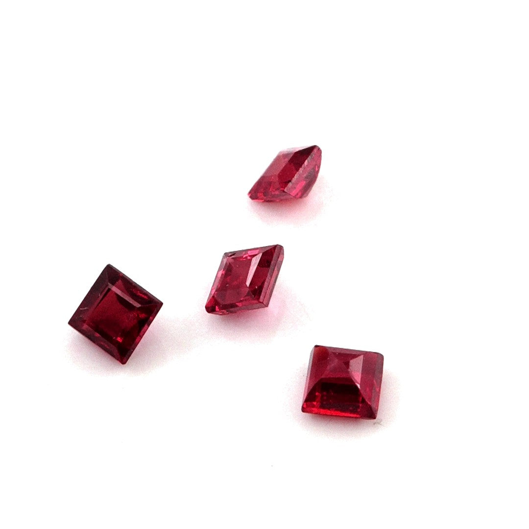Natural Untreated Red Sapphire Calibrated Squares | 2.5mm & 3mm