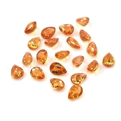 Natural Untreated Orange Sapphire Calibrated Pears | 3x4mm & 4x5mm